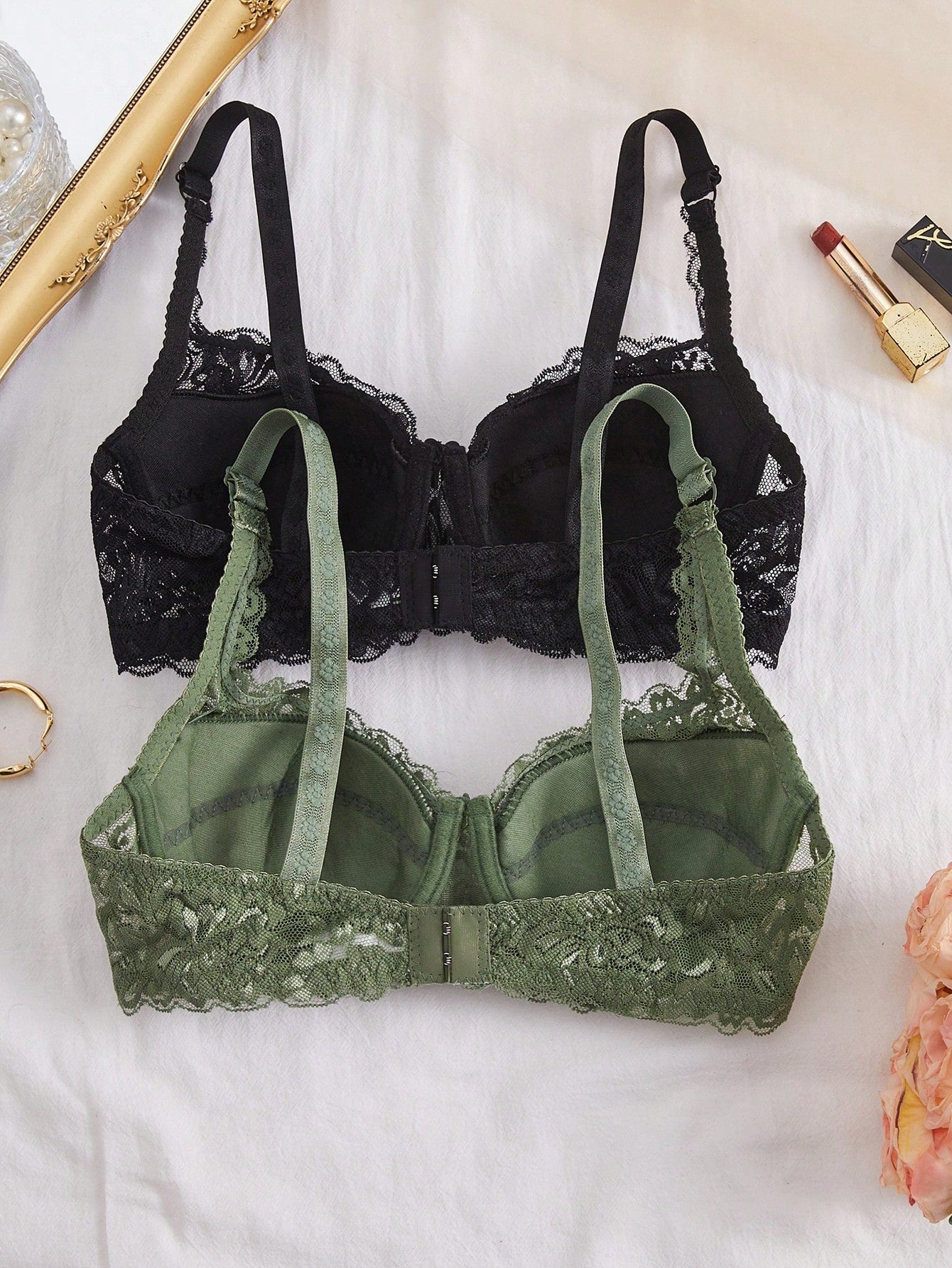 Women’s 2-Piece Floral Lace Underwire Bra Set | Sexy Sheer Lingerie Push-Up Bras