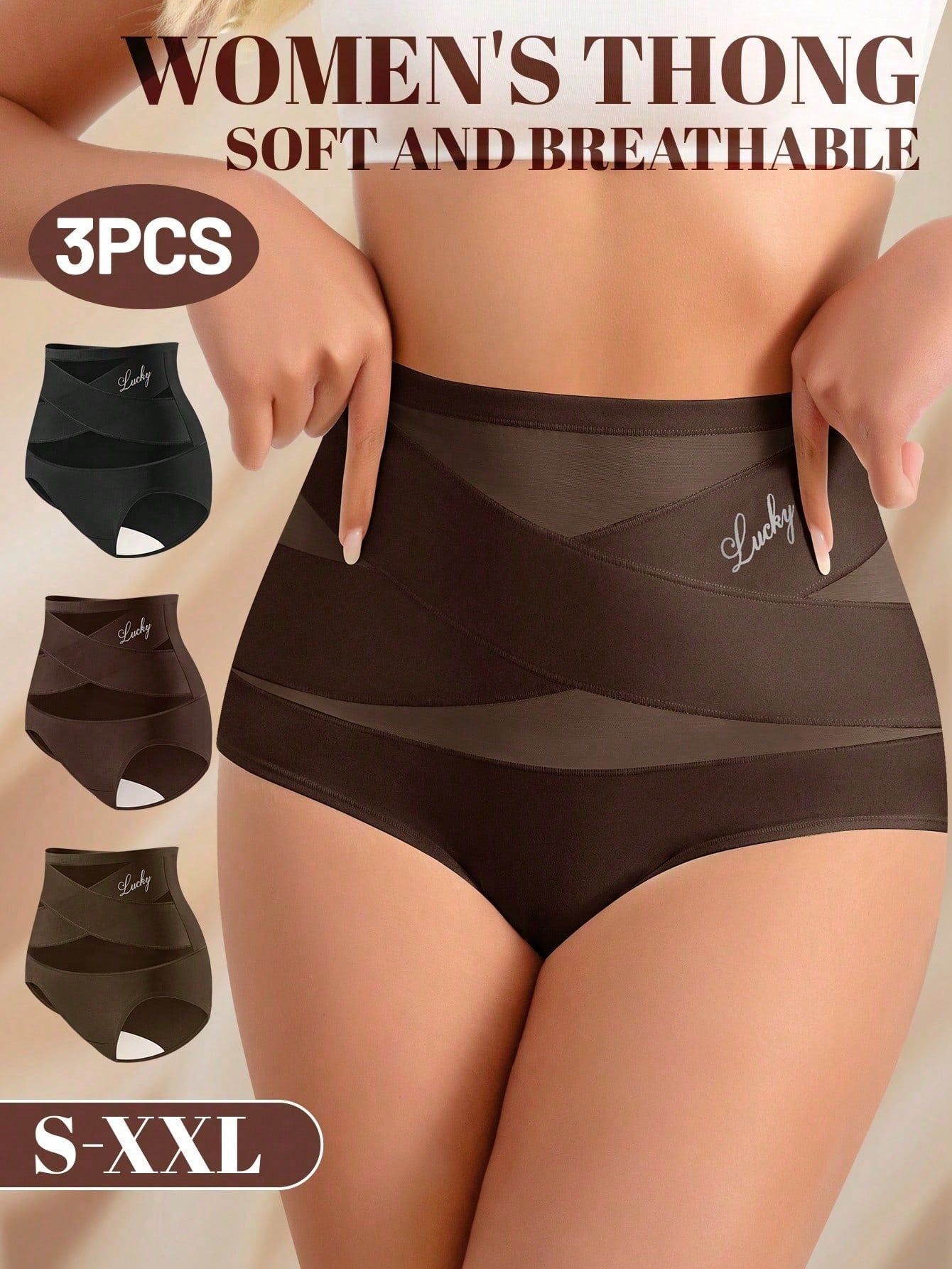 3PCS High Waist Tummy Control Seamless Panties