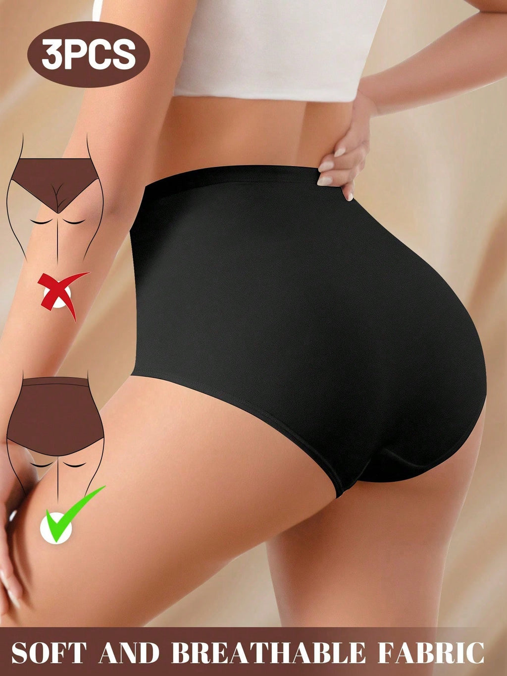 3PCS High Waist Tummy Control Seamless Panties