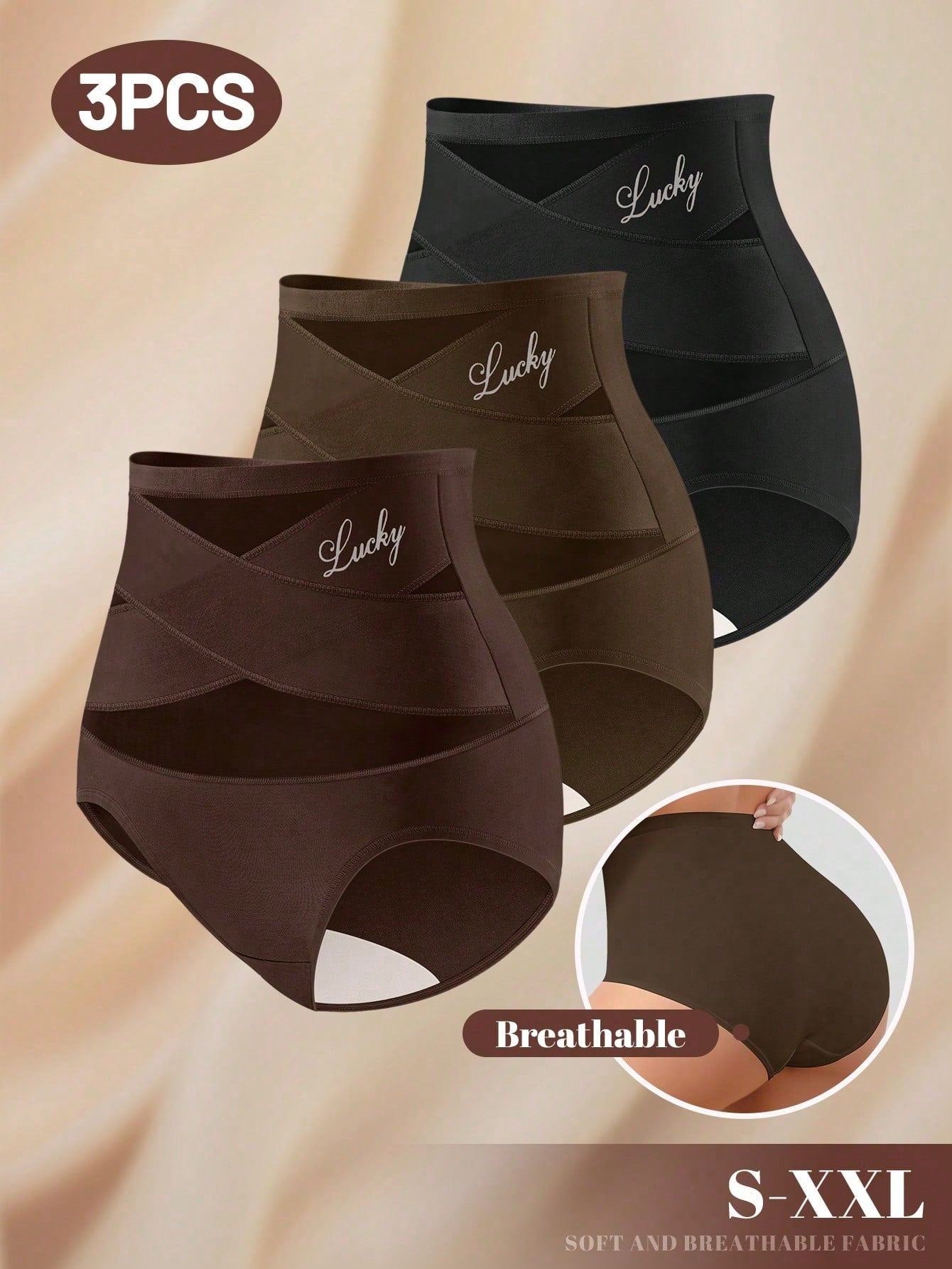 3PCS High Waist Tummy Control Seamless Panties