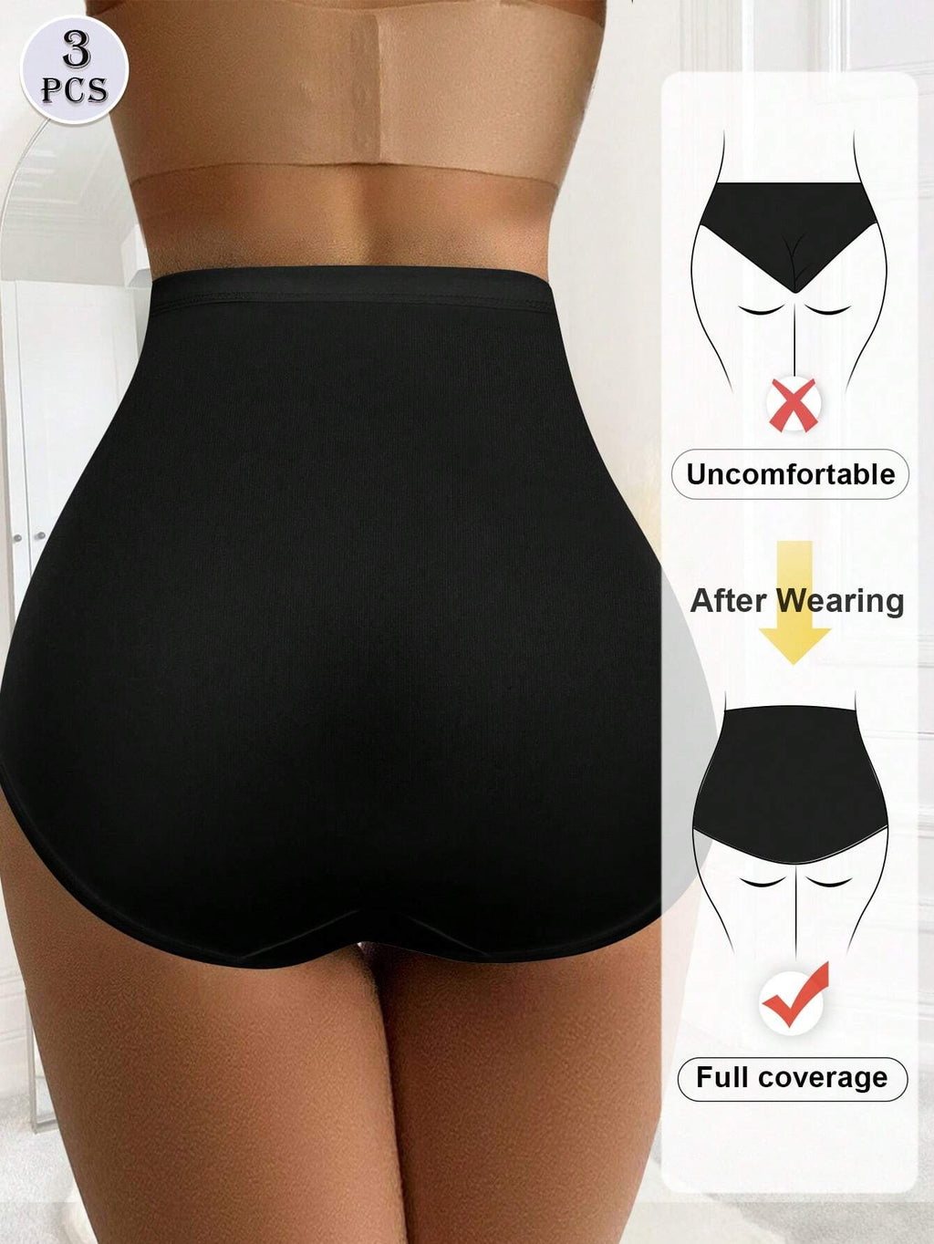 3PCS High Waist Tummy Control Seamless Panties