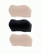 3-Pack Strapless Seamless Bras | Wireless Comfortable Fit | Multi-Color Everyday Wear