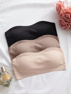 3-Pack Strapless Seamless Bras | Wireless Comfortable Fit | Multi-Color Everyday Wear