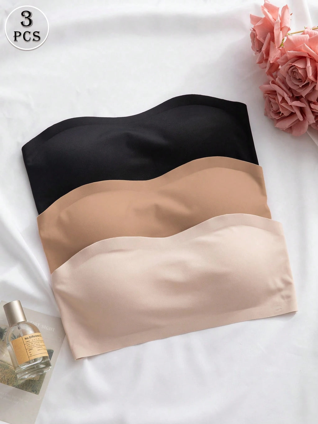3-Pack Strapless Seamless Bras | Wireless Comfortable Fit | Multi-Color Everyday Wear