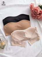 3-Pack Strapless Seamless Bras | Wireless Comfortable Fit | Multi-Color Everyday Wear