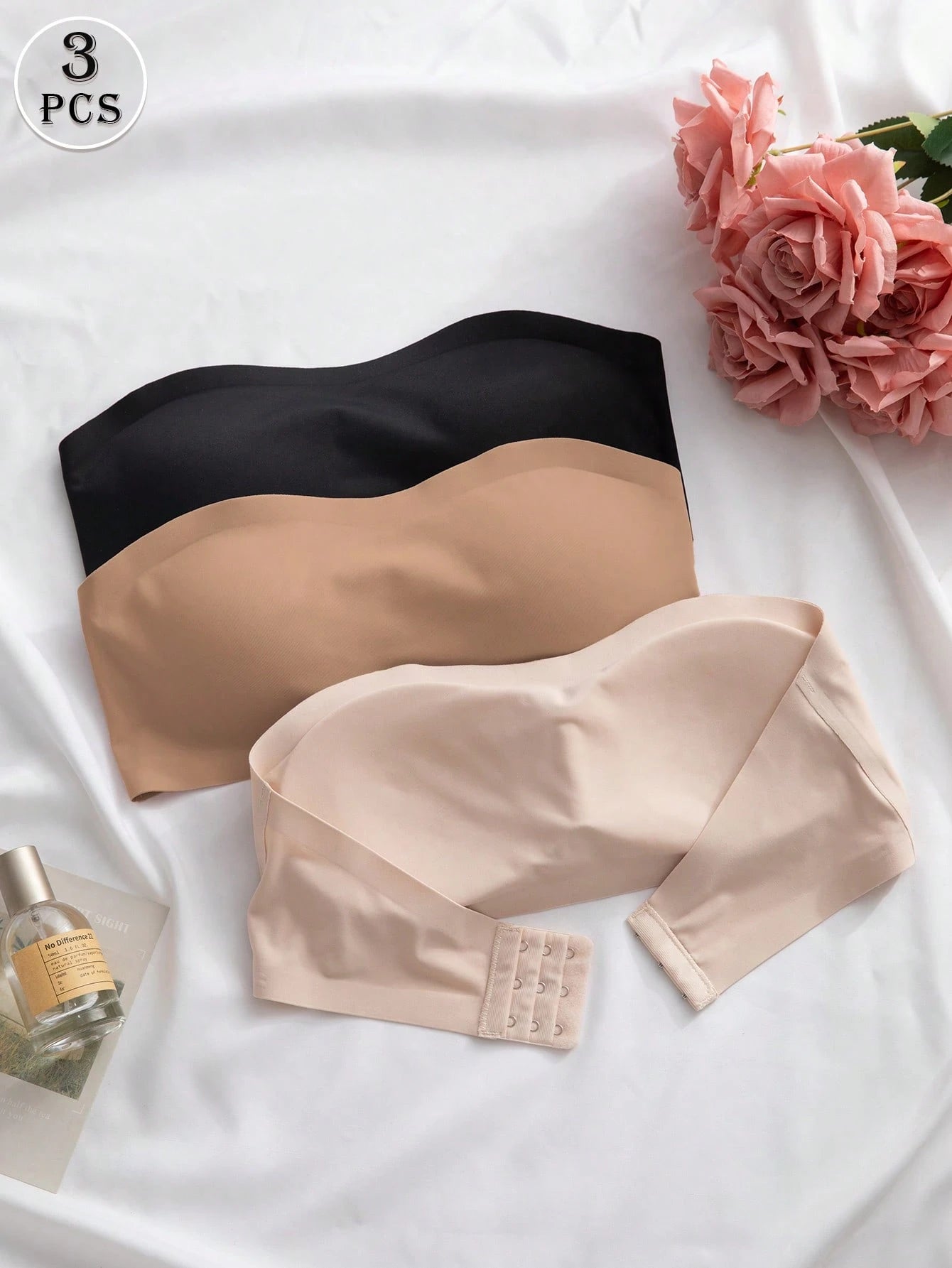 3-Pack Strapless Seamless Bras | Wireless Comfortable Fit | Multi-Color Everyday Wear