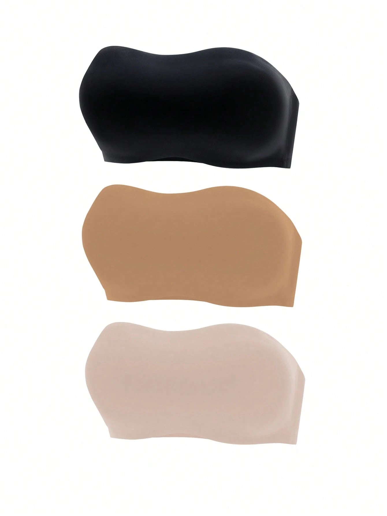 3-Pack Strapless Seamless Bras | Wireless Comfortable Fit | Multi-Color Everyday Wear