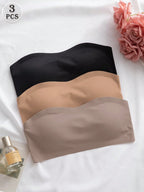 3-Pack Strapless Seamless Bras | Wireless Comfortable Fit | Multi-Color Everyday Wear