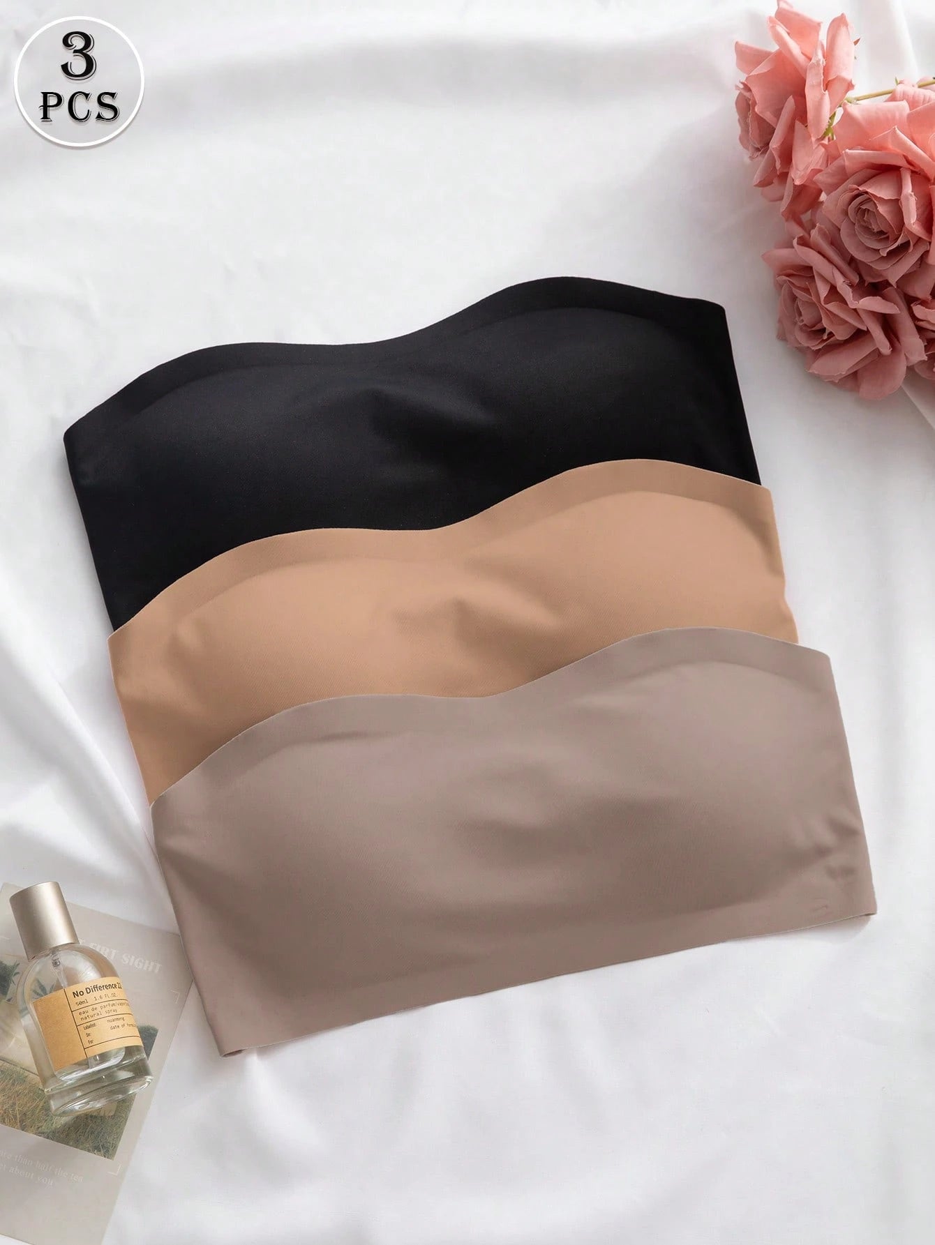 3-Pack Strapless Seamless Bras | Wireless Comfortable Fit | Multi-Color Everyday Wear