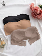 3-Pack Strapless Seamless Bras | Wireless Comfortable Fit | Multi-Color Everyday Wear