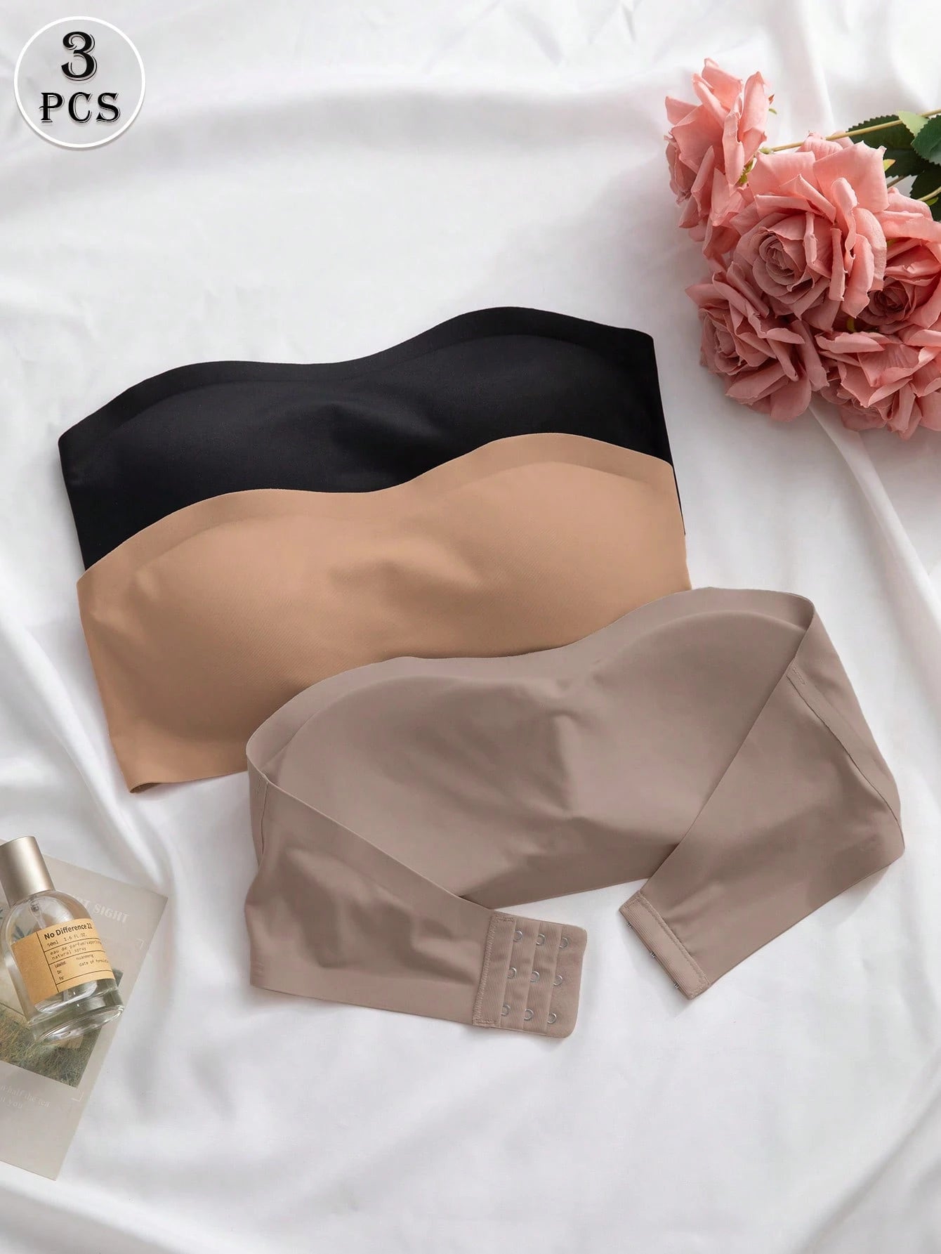 3-Pack Strapless Seamless Bras | Wireless Comfortable Fit | Multi-Color Everyday Wear