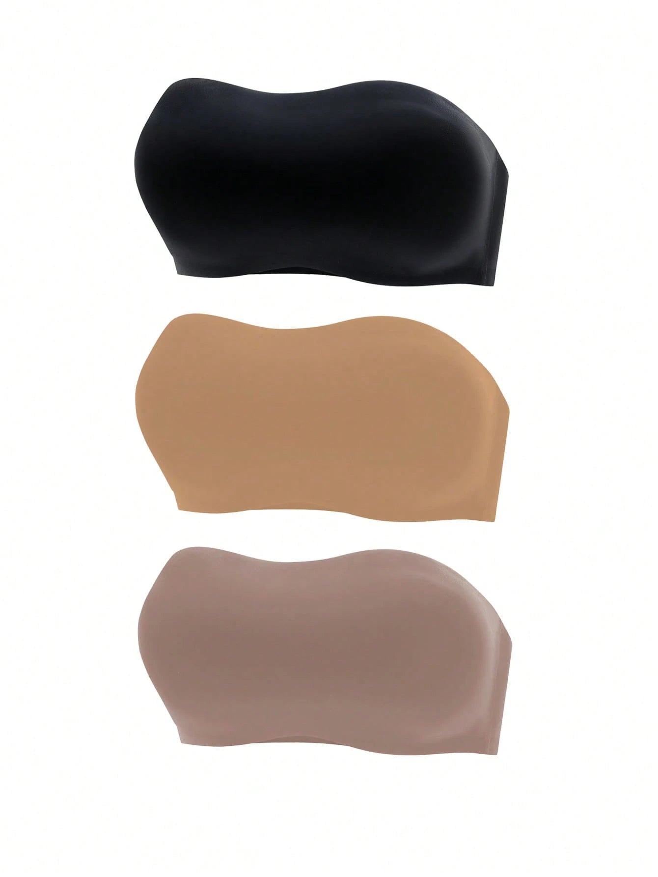 3-Pack Strapless Seamless Bras | Wireless Comfortable Fit | Multi-Color Everyday Wear