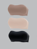 3-Pack Strapless Seamless Bras | Wireless Comfortable Fit | Multi-Color Everyday Wear