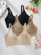3-Pack Jelly Wireless Bras | Soft Stretch Comfortable Fit | Everyday Seamless Wear