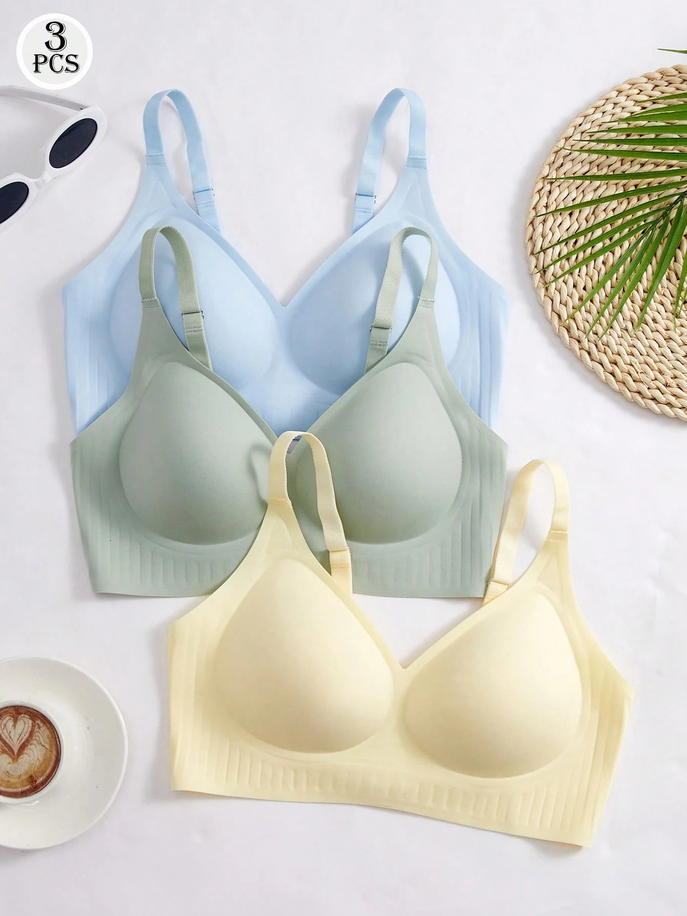 3-Pack Jelly Wireless Bras | Soft Stretch Comfortable Fit | Everyday Seamless Wear