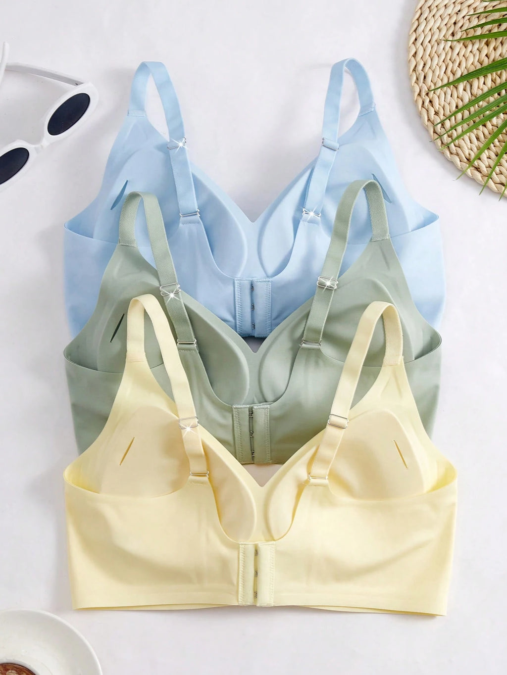 3-Pack Jelly Wireless Bras | Soft Stretch Comfortable Fit | Everyday Seamless Wear