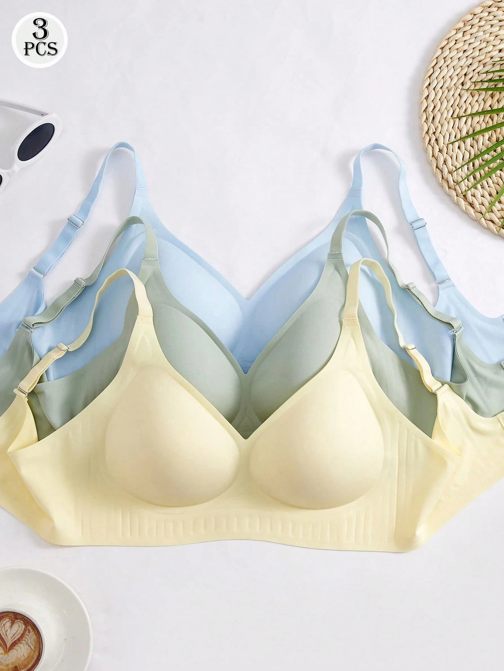3-Pack Jelly Wireless Bras | Soft Stretch Comfortable Fit | Everyday Seamless Wear