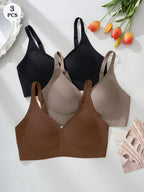 3-Pack Jelly Wireless Bras | Soft Stretch Comfortable Fit | Everyday Seamless Wear