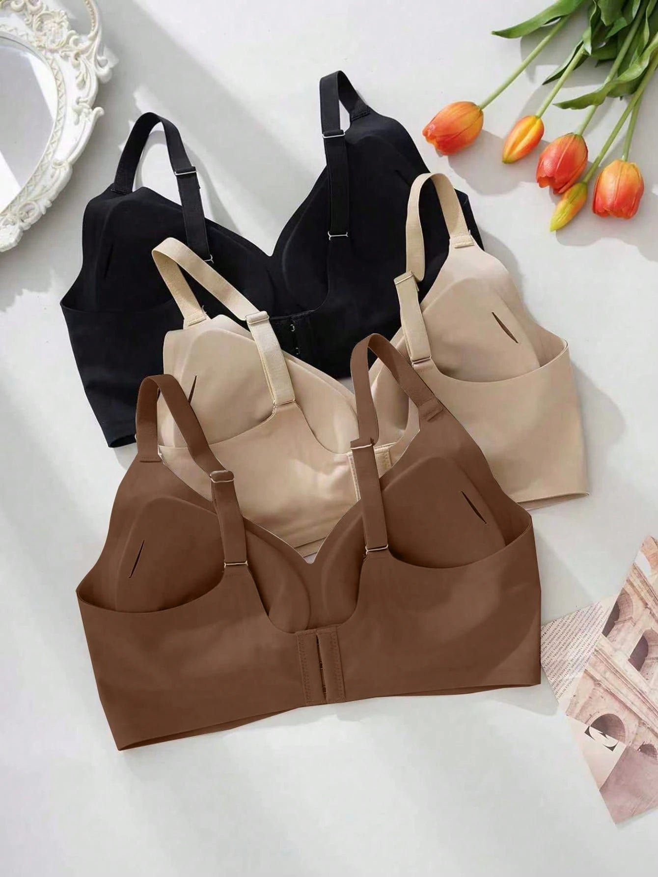 3-Pack Jelly Wireless Bras | Soft Stretch Comfortable Fit | Everyday Seamless Wear