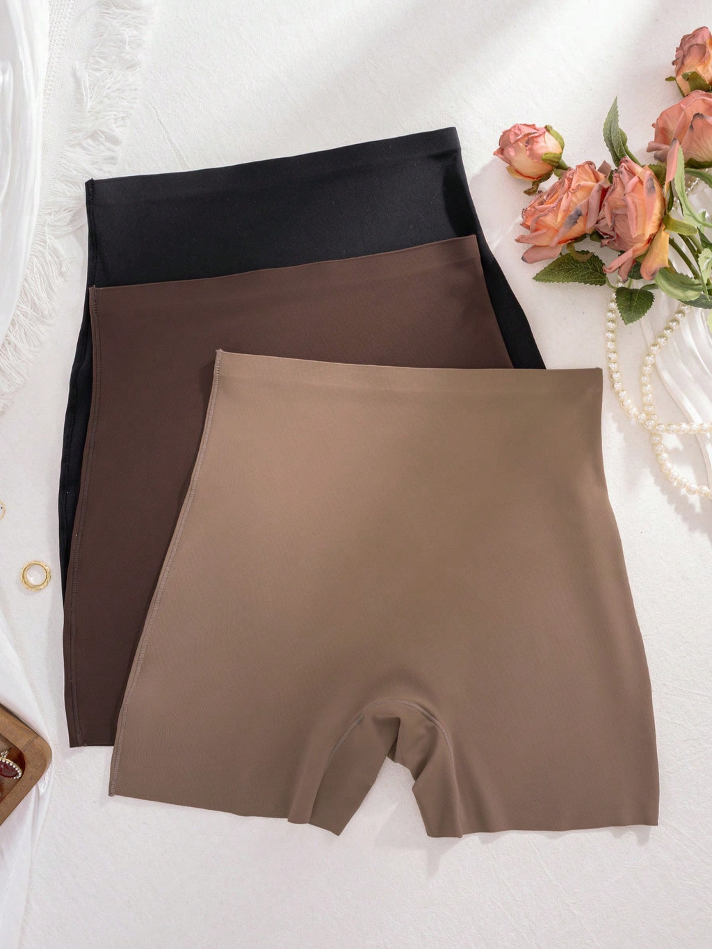 3-Pack Women's Seamless High Waist Safety Shorts | 2-in-1 Breathable Slip Shorts | Comfortable Under-Skirt Tights