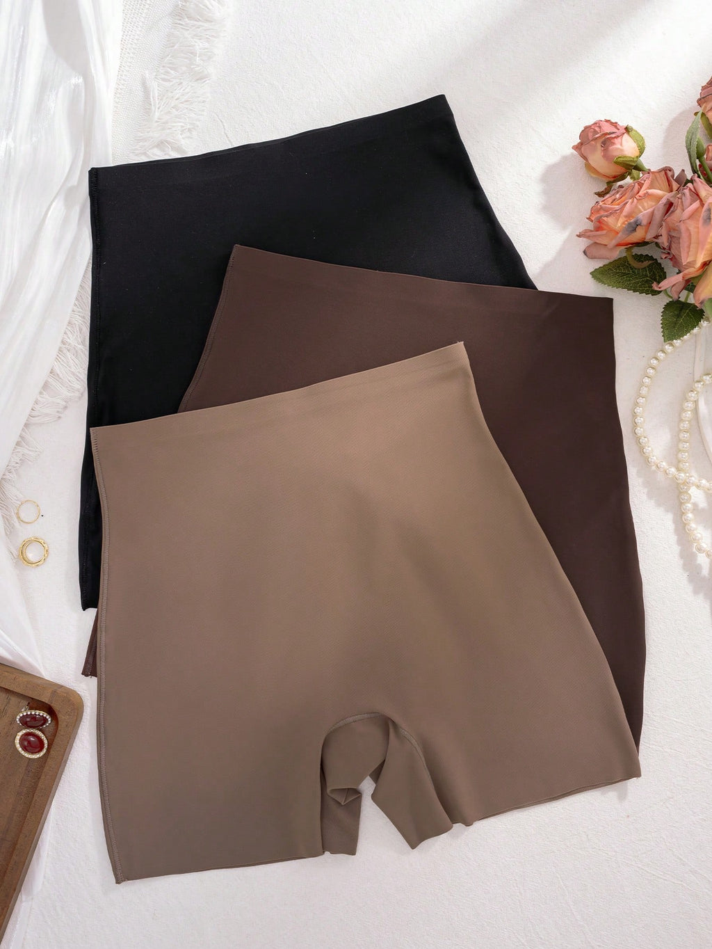 3-Pack Women's Seamless High Waist Safety Shorts | 2-in-1 Breathable Slip Shorts | Comfortable Under-Skirt Tights