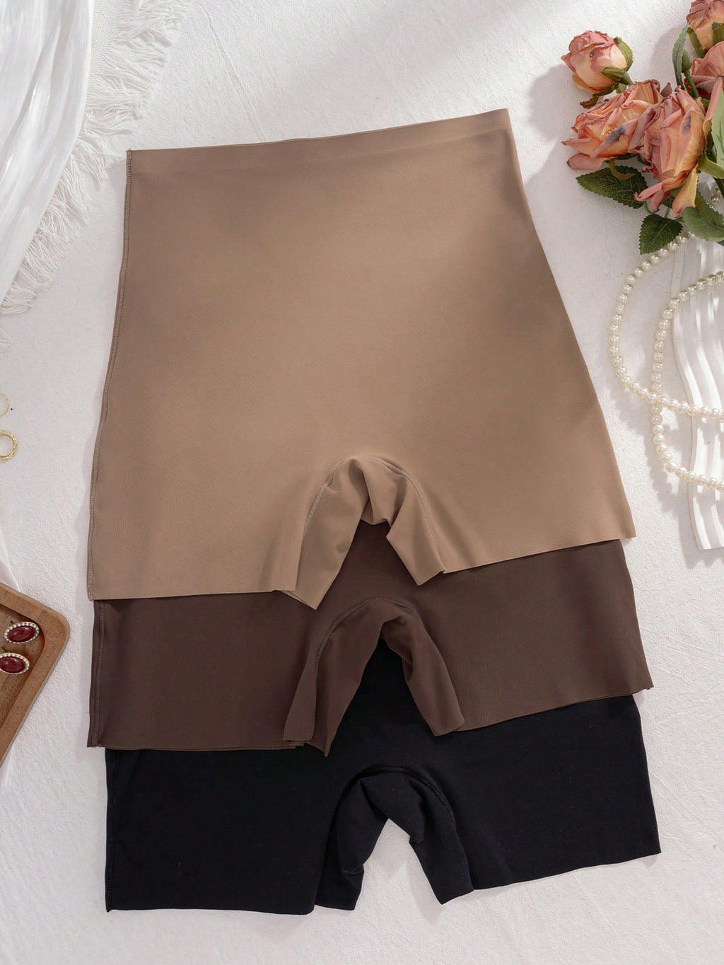 3-Pack Women's Seamless High Waist Safety Shorts | 2-in-1 Breathable Slip Shorts | Comfortable Under-Skirt Tights