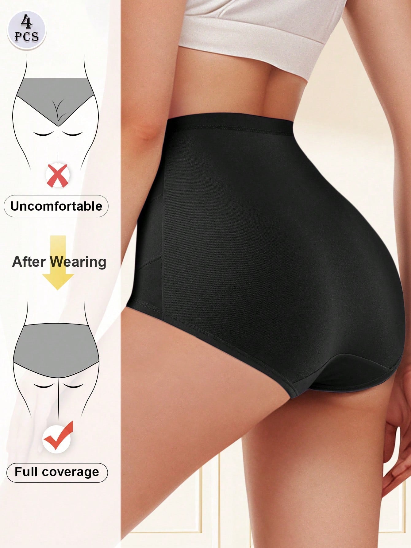 4-Pack High Waist Maternity Support Underwear | Seamless Tummy Control Panties | Stretch Activewear