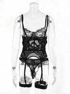 Women’s Lace Trim 4 Piece Lingerie Set, Chic Bra & Panty Outfit