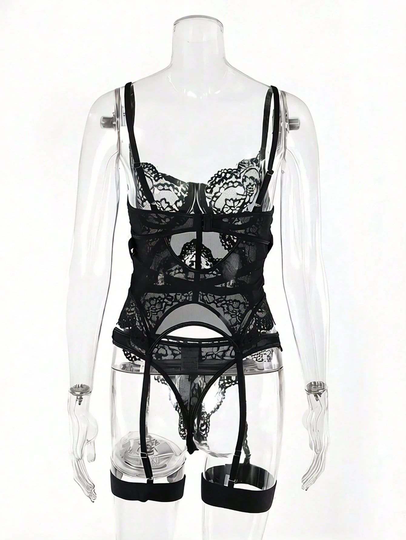 Women’s Lace Trim 4 Piece Lingerie Set, Chic Bra & Panty Outfit