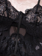 Women’s Lace Trim 4 Piece Lingerie Set, Chic Bra & Panty Outfit