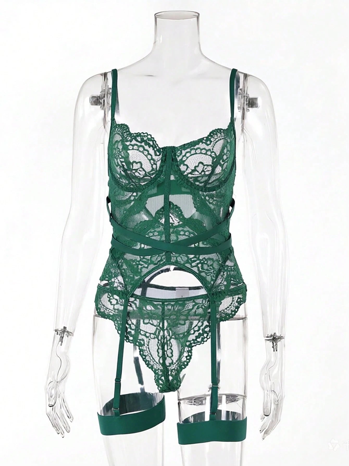 Women’s Lace Trim 4 Piece Lingerie Set, Chic Bra & Panty Outfit