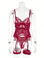 Women’s Lace Trim 4 Piece Lingerie Set, Chic Bra & Panty Outfit