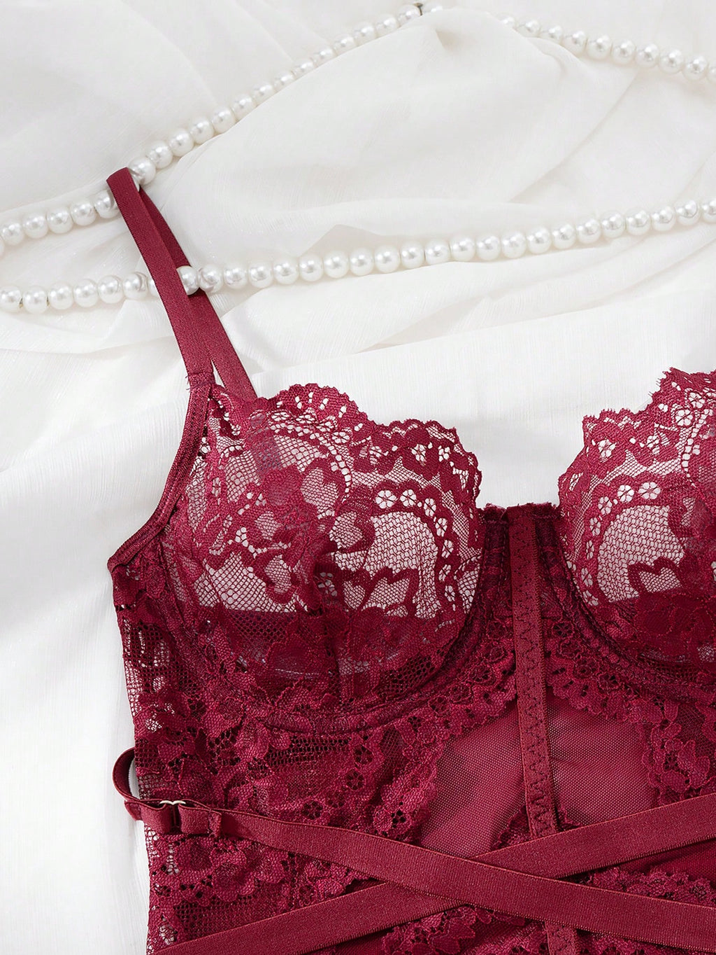 Women’s Lace Trim 4 Piece Lingerie Set, Chic Bra & Panty Outfit