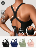 4PCS Seamless Sports Bras Set | Wireless Push-Up Shockproof Yoga & Workout Bra Tops with Pads