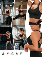 4PCS Seamless Sports Bras Set | Wireless Push-Up Shockproof Yoga & Workout Bra Tops with Pads
