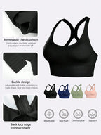 4PCS Seamless Sports Bras Set | Wireless Push-Up Shockproof Yoga & Workout Bra Tops with Pads