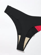 5-Pack Seamless Thong Panties | Scallop Edge Contrast Color | Leopard Print Soft Stretch Everyday Underwear