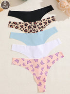 5-Pack Women’s Seamless Thong Panties – Low Rise, Soft & Comfortable