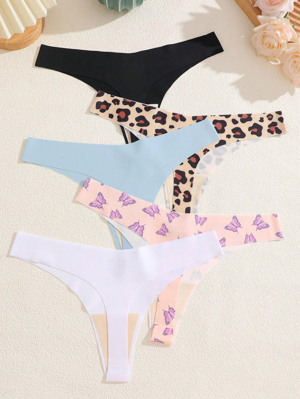 5-Pack Women’s Seamless Thong Panties – Low Rise, Soft & Comfortable