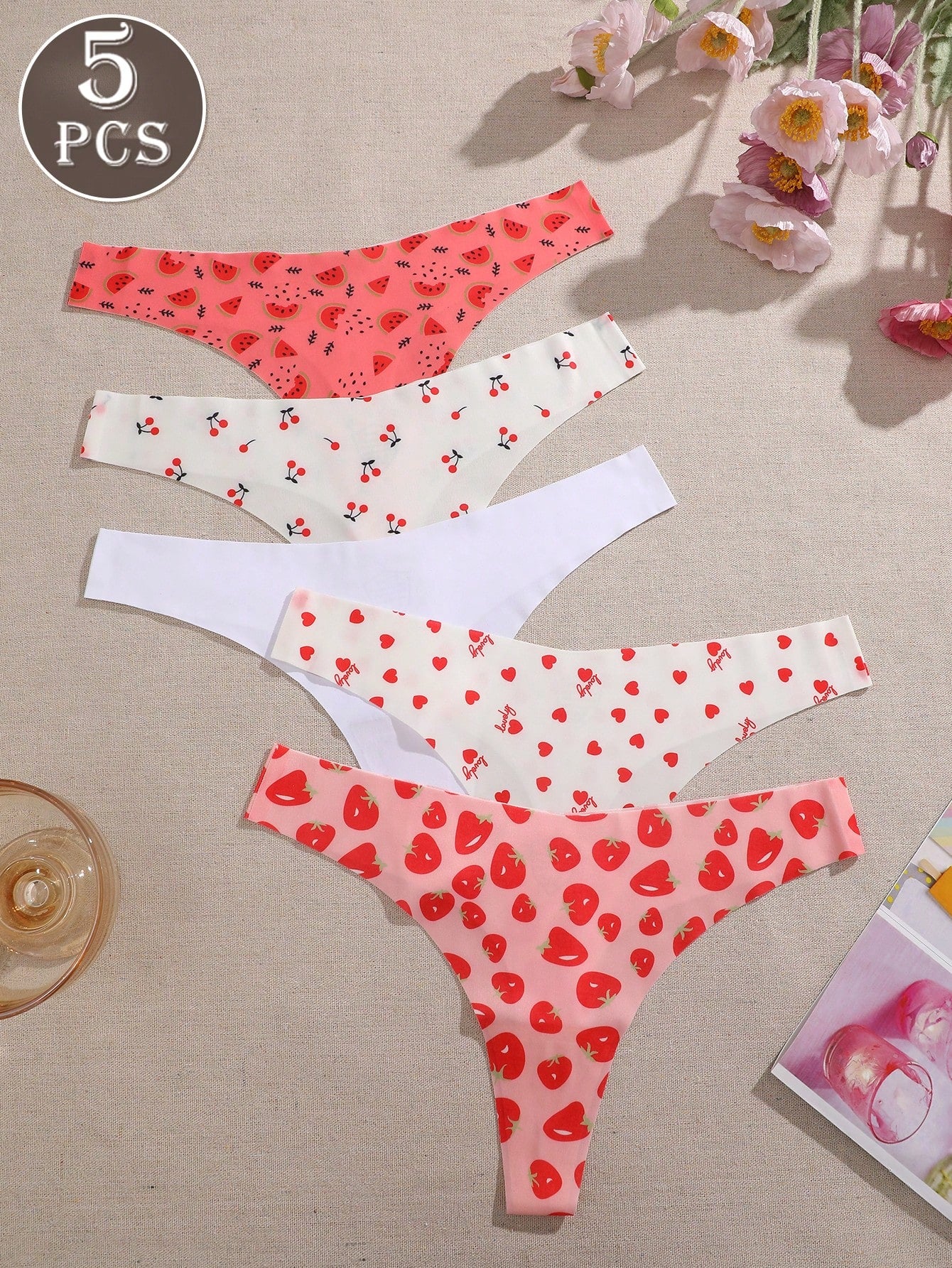 5-Pack Women’s Seamless Thong Panties – Low Rise, Soft & Comfortable