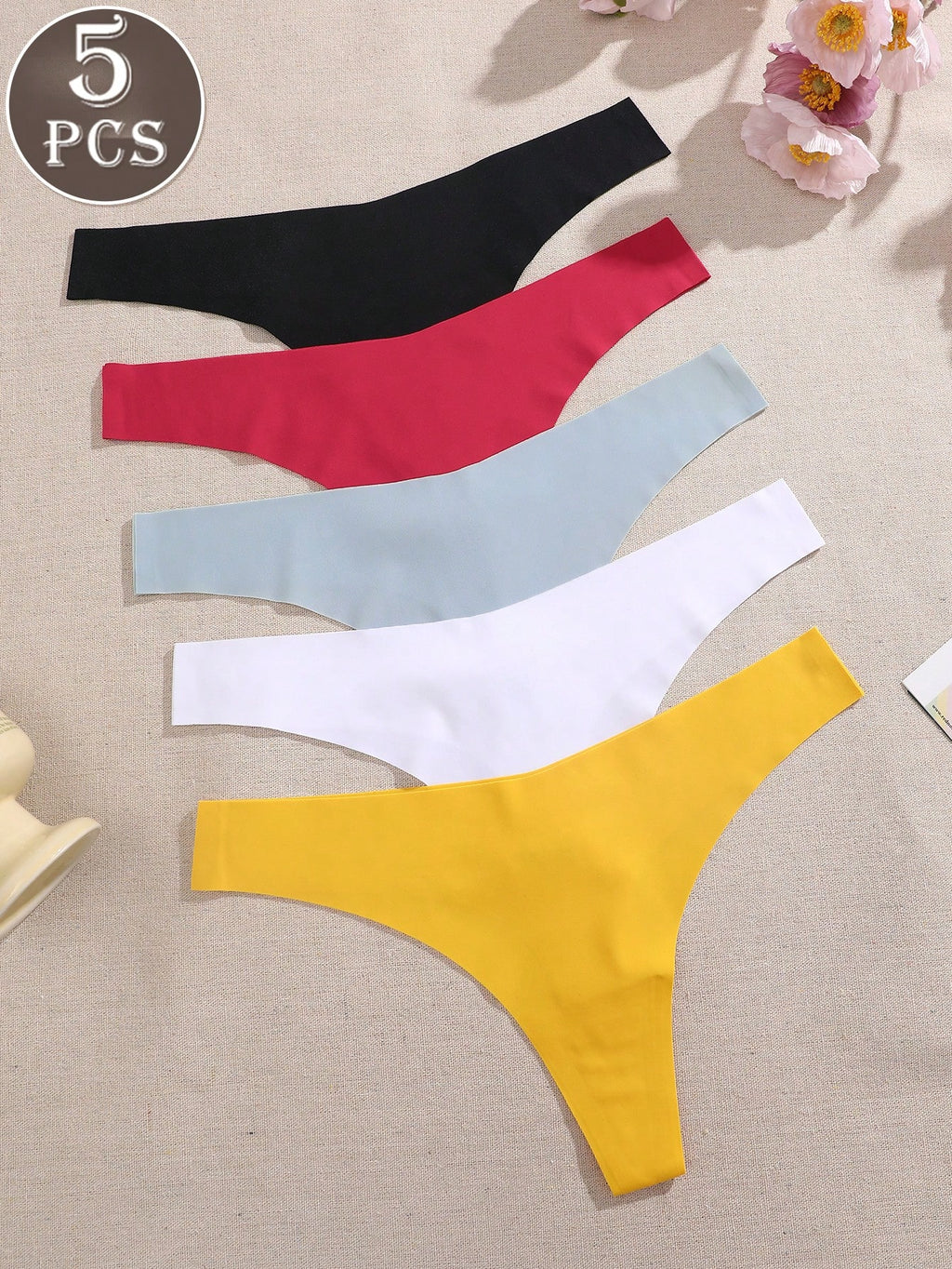 5-Pack Women’s Seamless Thong Panties – Low Rise, Soft & Comfortable