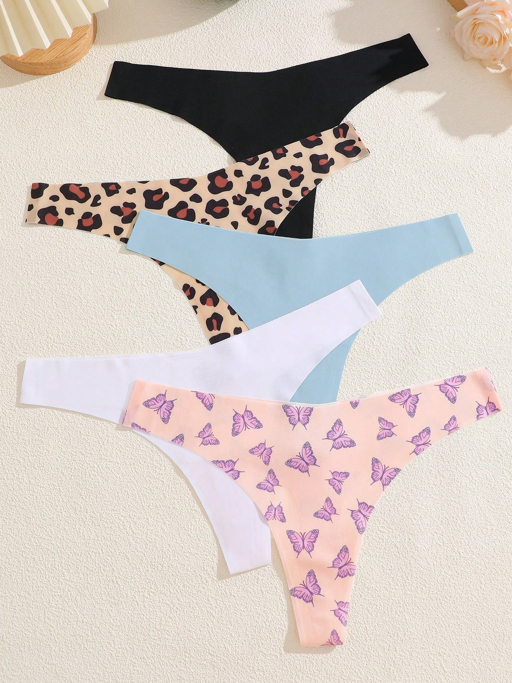 5-Pack Women’s Seamless Thong Panties – Low Rise, Soft & Comfortable