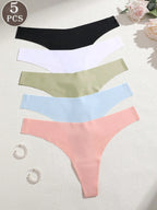 5-Pack Women’s Seamless Thong Panties – Low Rise, Soft & Comfortable