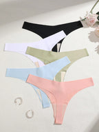 5-Pack Women’s Seamless Thong Panties – Low Rise, Soft & Comfortable