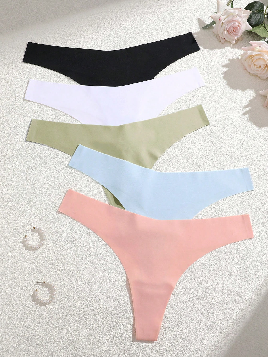 5-Pack Women’s Seamless Thong Panties – Low Rise, Soft & Comfortable