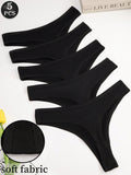 5-Pack Seamless Thong Panties | Breathable Stretch Comfortable Fit | Black Everyday & Active Wear