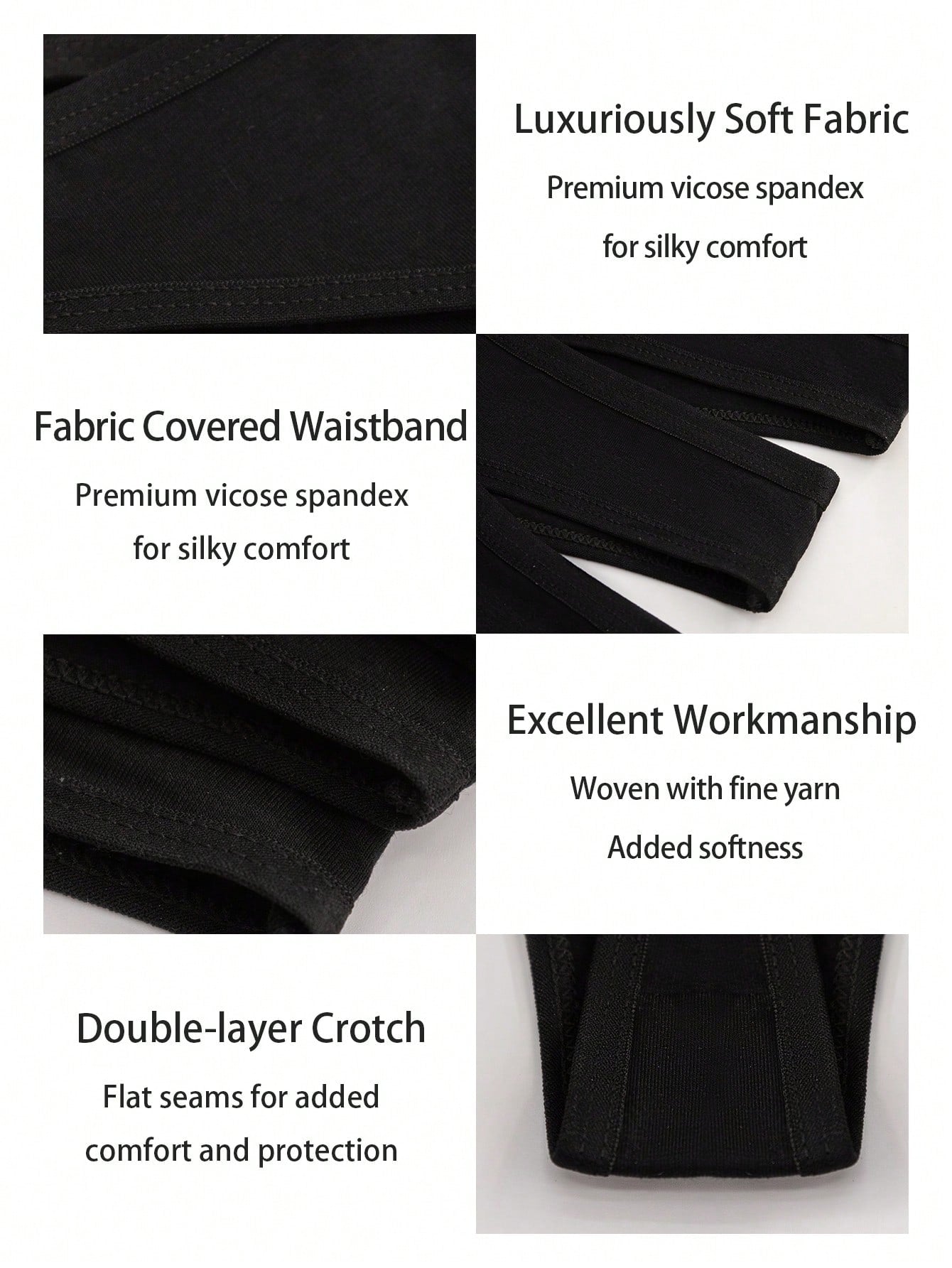 5-Pack Seamless Thong Panties | Breathable Stretch Comfortable Fit | Black Everyday & Active Wear
