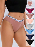 7-Pack Ribbed Cotton Thong Panties | Low-Rise Stretch Comfortable Fit | Multicolor Everyday Wear