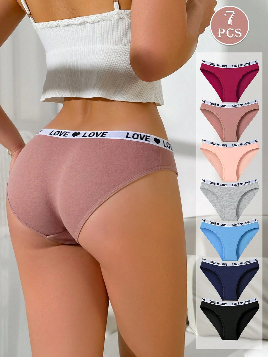 7-Pack Ribbed Cotton Thong Panties | Low-Rise Stretch Comfortable Fit | Multicolor Everyday Wear