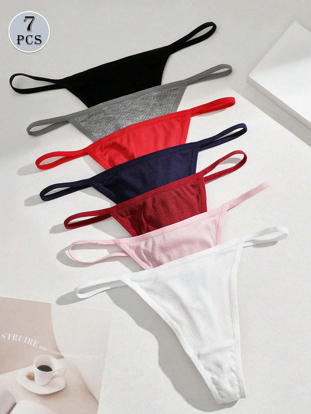 7-Pack Low Rise Seamless Ribbed Thongs